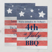 Stars & Stripes Rood Wit Blauw Juli 4e Uitnodiging (Voorkant / Achterkant)