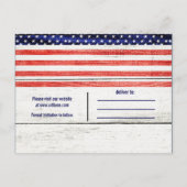 Stars Stripes Rustic Wood Patriotic Save the Date Aankondigingskaart (Achterkant)
