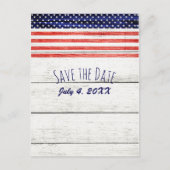 Stars Stripes Rustic Wood Patriotic Save the Date Aankondigingskaart (Voorkant)