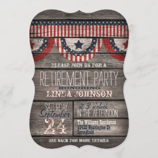 Stars & Stripes Rustiek Hout Retirement Party Kaart