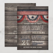 Stars & Stripes; Rustiek Hout Vrijgezellenfeest Kaart (Voorkant / Achterkant)