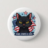 Stars, Stripes & Sass – Patriotic Cat Button (Voorkant)