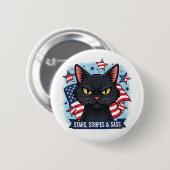 Stars, Stripes & Sass – Patriotic Cat Button (Voorkant /achterkant)