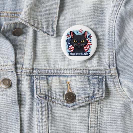 Stars, Stripes & Sass – Patriotic Cat Button (In situ)