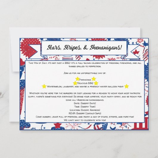 Stars, Stripes & Shenanigans Uitnodiging (Voorkant)