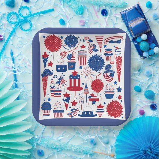 Stars, Stripes & Shenanigans Vierkant Papier Bord (Feest)