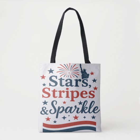 Stars, Stripes & Sparkle – Patriottisch 4th of Jul Tote Bag (Voorkant)