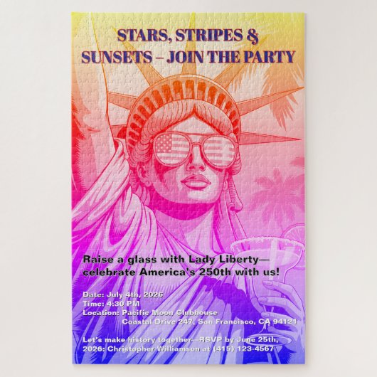 Stars, Stripes & Sunsets Lady Liberty 250th Party Legpuzzel (Verticaal)