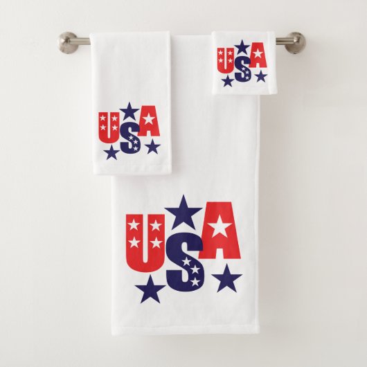 Stars & Stripes USA Patriottisch Ontwerp Bad Handdoek (Insitu)
