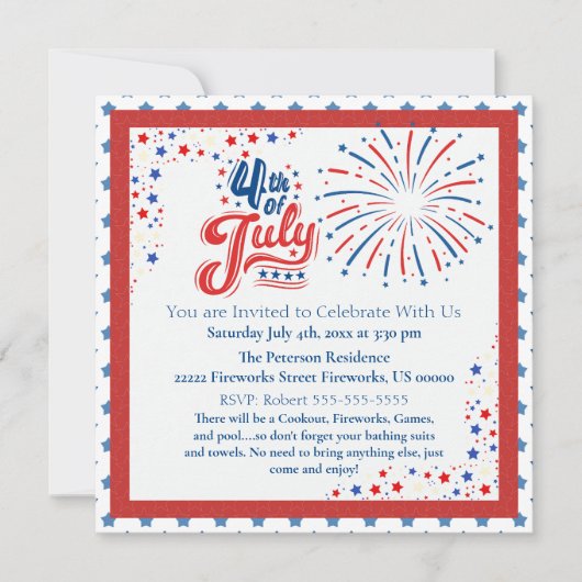 Stars & Stripes Vierde van de Uitnodiging van het  (Voorkant)
