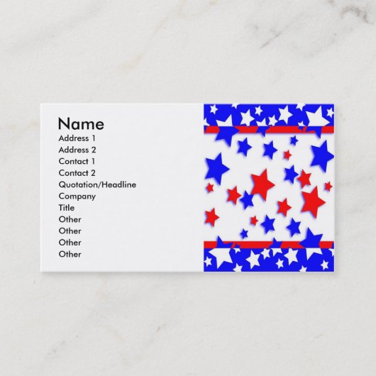 STARS & STRIPES VISITEKAARTJES RED, WHITE & BLUE (Voorkant)