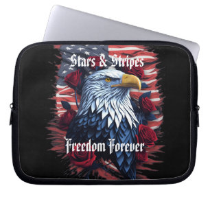 Stars & Stripes Vlag van de VS Steelaar met Rozen  Laptop Sleeve