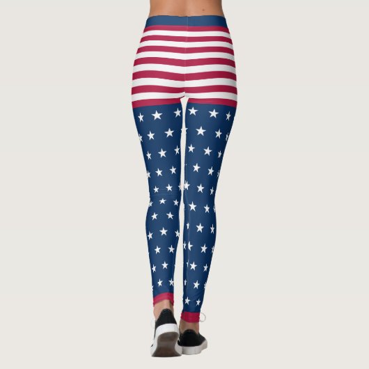 Stars & Stripes White Red Blue Leggings (Achterkant)