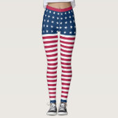 Stars & Stripes White Red Blue USA Patriotic Flag Leggings (Voorkant)