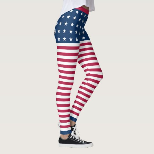 Stars & Stripes White Red Blue USA Patriotic Flag Leggings (Rechts)