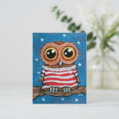 Stars & Stripes Wide Eyed Owl | Briefkaart voor vo (Staand voorkant)