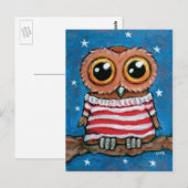 Stars & Stripes Wide Eyed Owl | Briefkaart voor vo (Voorkant / Achterkant)