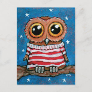 Stars & Stripes Wide Eyed Owl   Briefkaart voor vo