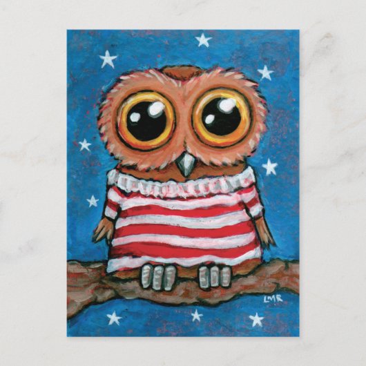 Stars & Stripes Wide Eyed Owl | Briefkaart voor vo (Voorkant)