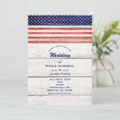 Stars & Stripes Witte Rustieke Houten Patriottisch Kaart (Staand voorkant)