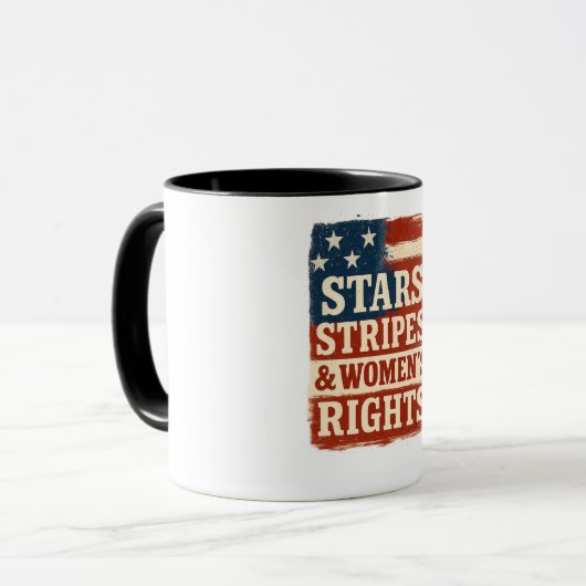 Stars, Stripes & Women’s Rights Distressed Flag Mok (Voorkant links)