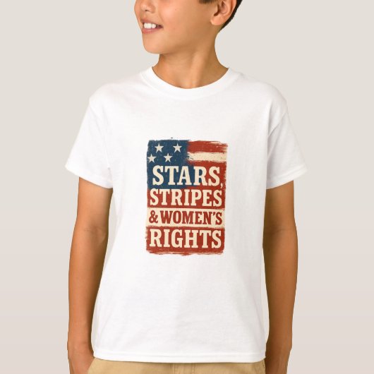 Stars, Stripes & Women’s Rights Distressed Flag T-shirt (Voorkant)