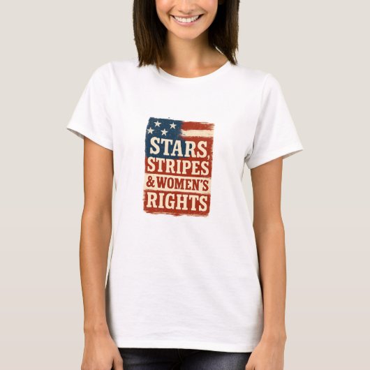 Stars, Stripes & Women’s Rights Distressed Flag T-shirt (Voorkant)
