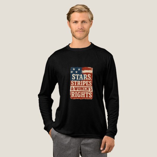 Stars, Stripes & Women’s Rights Distressed Flag Tri-Blend Shirt (Voorkant)