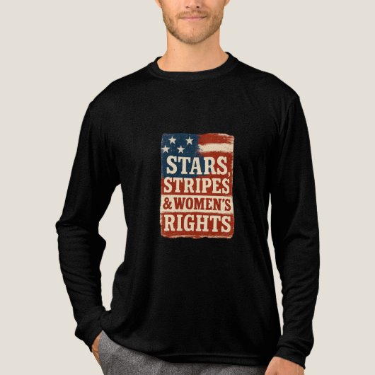 Stars, Stripes & Women’s Rights Distressed Flag Tri-Blend Shirt (Voorkant volledig)