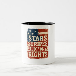 Stars, Stripes & Women’s Rights Distressed Flag Tweekleurige Koffiemok