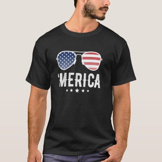 Stars Stripes zonnebril Freedom Usa Merica T-shirt (Voorkant)