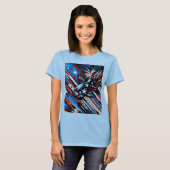 Stars & Stripes zweven de Amerikaanse adelaar T-shirt (Voorkant volledig)