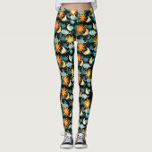 Stars Sun Moon Celestial Pattern Black Leggings (Voorkant)