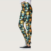 Stars Sun Moon Celestial Pattern Black Leggings (Links)