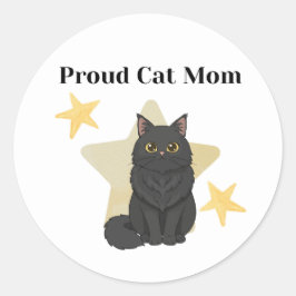 Stars themed Proud Cat Mom Ronde Sticker