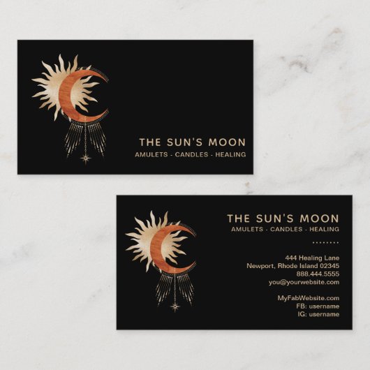 *~* Stars Universe Cosmic Moon Beams Sun Rays Visitekaartje (Voorkant / Achterkant)