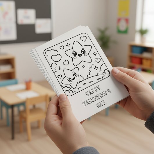 Stars Valentine’s Day Coloring for Students Briefkaart