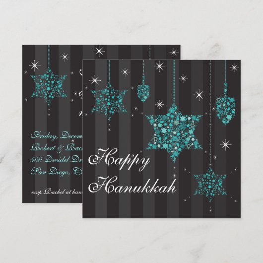 Stars van David Hanukkah-uitnodigingskaart Kaart (Voorkant / Achterkant)