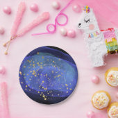 Stars van de abstracte Waterverf Cobalt Blue Navy  Papieren Bordje (Feest)