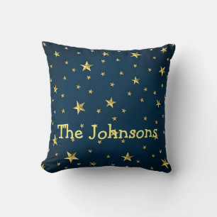 Stars-veld op diep middernacht Blue Sky Kussen