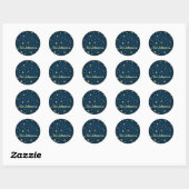 Stars-veld op diep middernacht Blue Sky Ronde Sticker (Vel)
