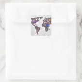 Stars world map vierkante sticker (Tas)