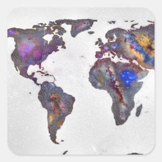 Stars world map vierkante sticker