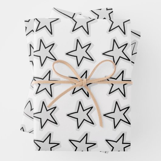 Stars Wrapping Paper Flat Sheet Set of 3 (In situ)