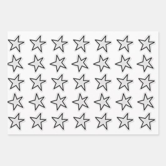 Stars Wrapping Paper Flat Sheet Set of 3 (Voorkant 2)