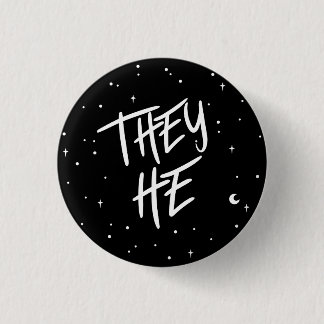 Stars ze/He Pronouns Ronde Button 3,2 Cm