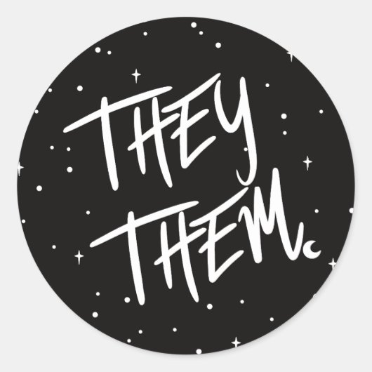 Stars Ze /Them Pronouns Ronde Sticker (Voorkant)