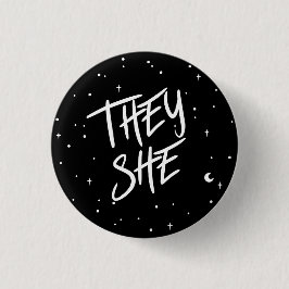Stars Ze/Ze Pronouns Ronde Button 3,2 Cm
