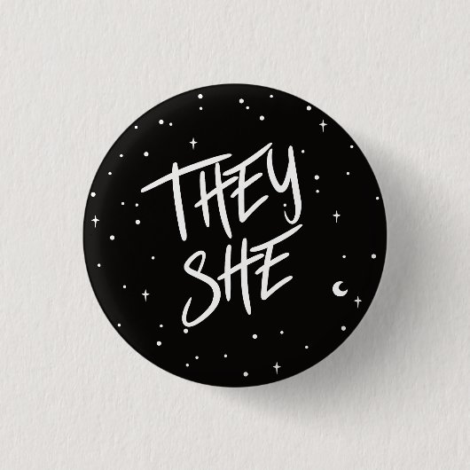 Stars Ze/Ze Pronouns Ronde Button 3,2 Cm (Voorkant)