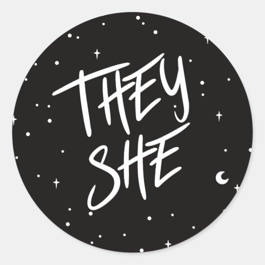 Stars Ze/Ze Pronouns Ronde Sticker (Voorkant)